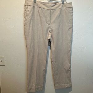 Ann Taylor Womens Signature Linen Beige Straight Leg Ankle Pants size 16